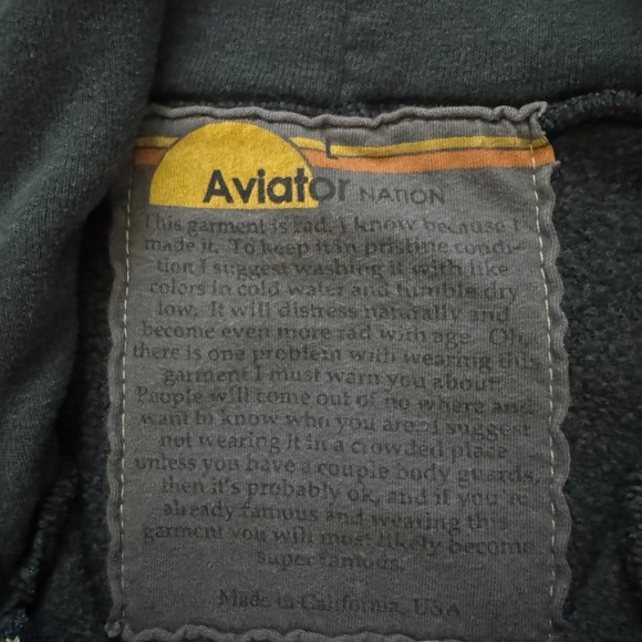 Aviator Nation multistriped full zip dark grey hoodie size large - Picture 8 of 14